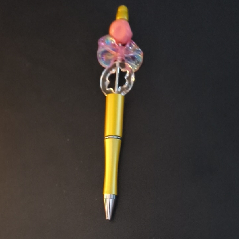 Elegant Gold and Pink Butterfly Pen